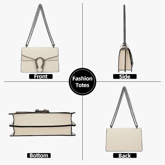 Leather Snake Skin Shoulder Bag Chain Purse - Picture 3 of 7